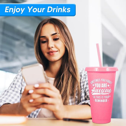 24 Pack Plastic Tumblers with Lids and Straws, Sometime You Forget You Are - Image 8