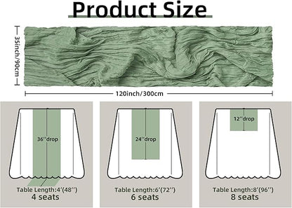 Sage Green Cheesecloth Table Runner - Image 2