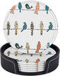 6 Pcs Rowley Birds Floral Pattern Leather Coasters by CAPVKING