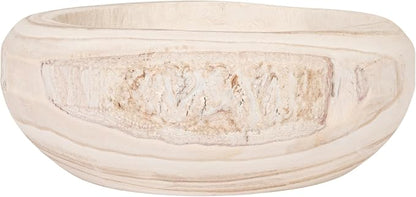 Bloomingville Decorative Hand-Carved Paulownia Wood Bowl, 10.5 in Diameter - Image 5