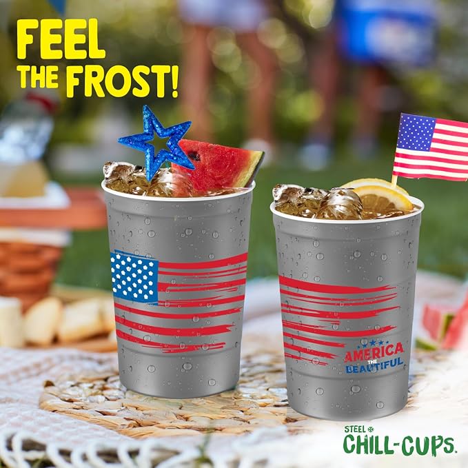 Steel Chill Cups 16 oz. Reusable Party Cups America the Beautiful, 100% - Image 8