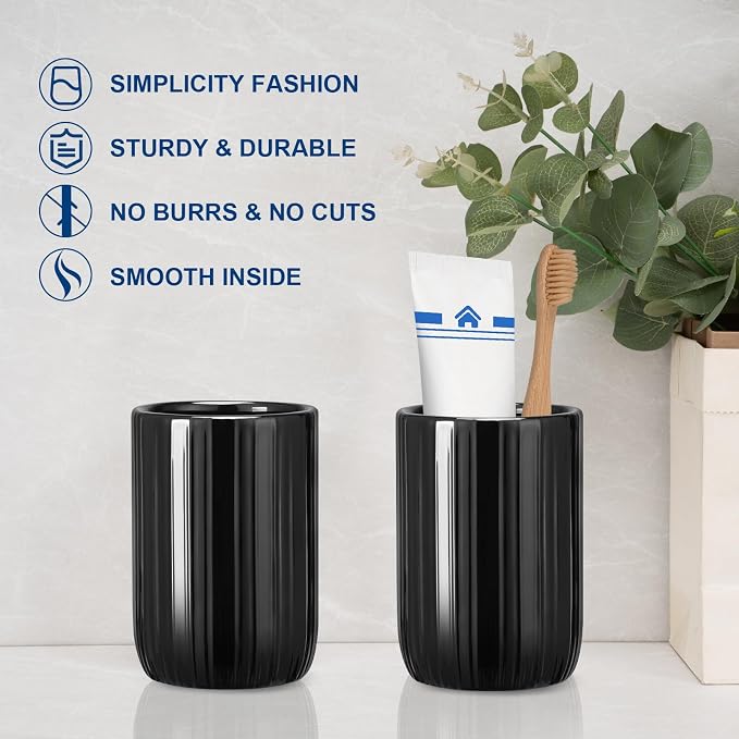 Bathroom Tumbler Cup Ceramic 12.6oz Reusable Toothbrush Cup 375ml, Toothbrush - Image 4