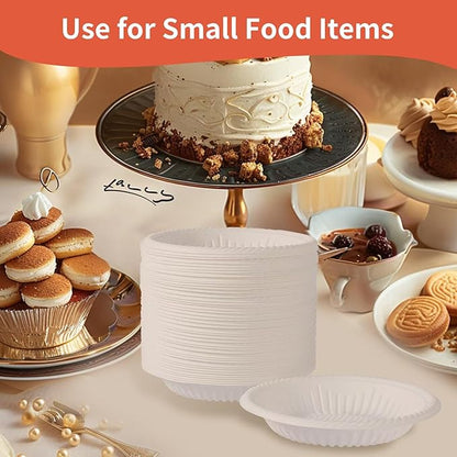 4 Inch Mini Disposable Plates 100 Count Small Plates for Pet Round Paper Starch Plates for Party Dessert Cake Craft Appetizer