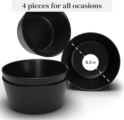 PURE LIVING INTERIOR DESIGN Stoneware Cereal Bowls Set of 4, 26.7 oz Scratch - Image 3