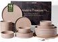 Stoneware Dinnerware Sets for 6, Plates and Bowls, Chip & Scratch Resistant by FamiwarePremium