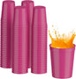 PartyPrints 100 Pack 16 oz Neon Pink Reusable Blank Plastic Cups, Stadium Cups by PartyPrints