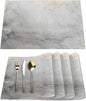 Grey Marble Placemats Set of 4, Washable Minimalist Style Placemats, Non-Slip Table Rectangle Linen Place Mats for Kitchen Dining Party Home Indoor Table Decor, Modern Art on The Dining Table