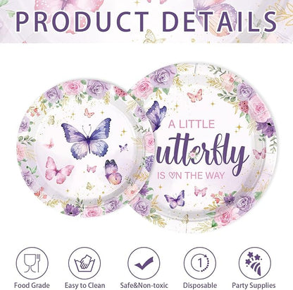 250 Pcs Butterfly Baby Shower Decorations, Serves 50 | A Little Butterfly is on - Image 5
