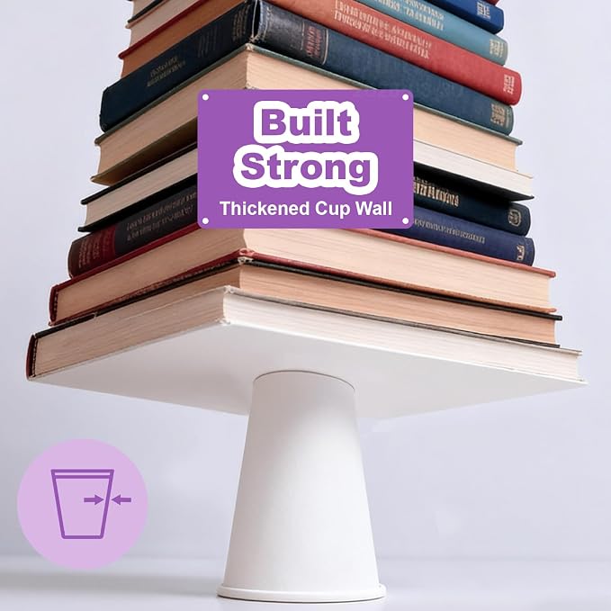 16 oz Disposable Paper Cups, 100 Pack, Bulk Plain Cups - Image 5