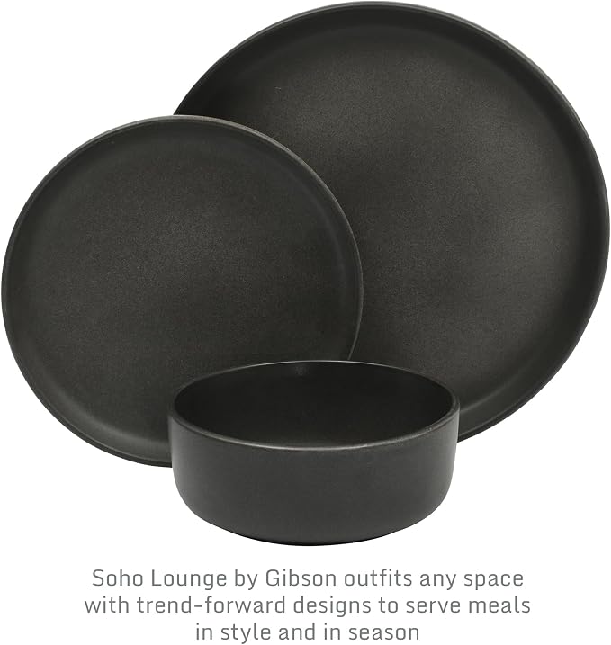 Gibson Elite Pasco 12 Piece Plates and Bowls Reactive Glaze Dishes Stoneware - Image 3