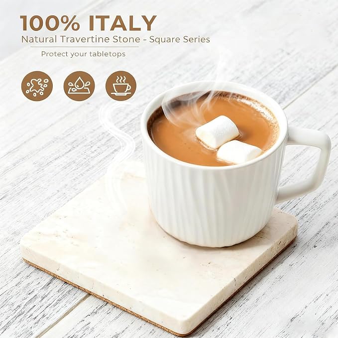 Travertine Stone Coasters Set, Durable Desk Coasters - Image 7