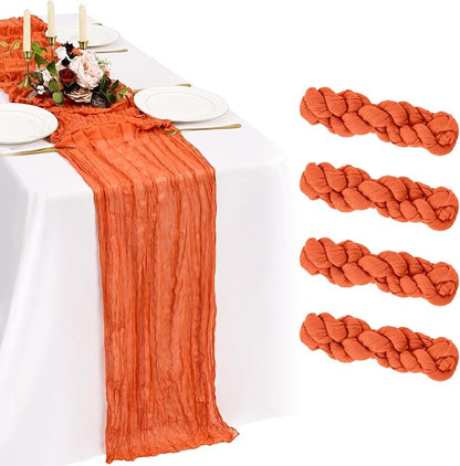 4 Pack Cheesecloth Table Runner 10FT Orange Table Runner Boho Gauze Cheese by Showgeous