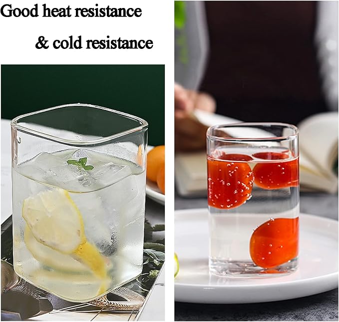 Tupalizy Square Glass Cups Tumbler Highball Drinking Glasses - Image 3