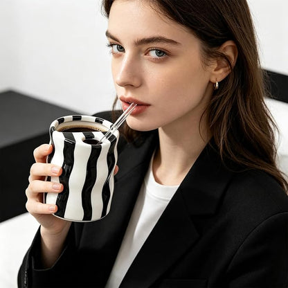 Espresso Cups Ceramic Coffee Mug Series European Striped Dot Coffee Cup And - Image 4
