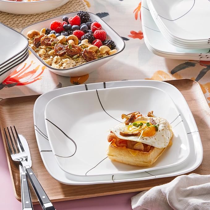Corelle 18-Piece Service for 6 Dinnerware Set Triple Layer Glass and Chip - Image 2
