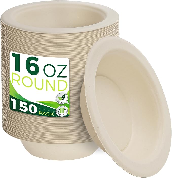 Paper Bowls 16 oz, Heavy Duty Disposable Bowls Perfect by Birchio