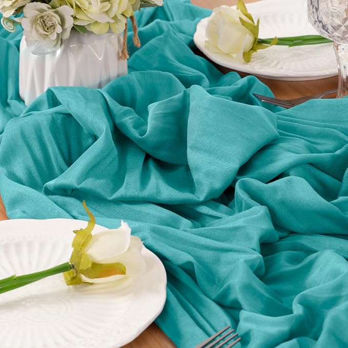 Teal Cheesecloth Table Runner 120 Inches 10 Pack Gauze Table Runner | Summer - Image 6