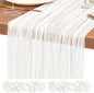 Showgeous 2 Pack Ivory White Cheesecloth Table Runners Boho Wedding Decor | by Showgeous