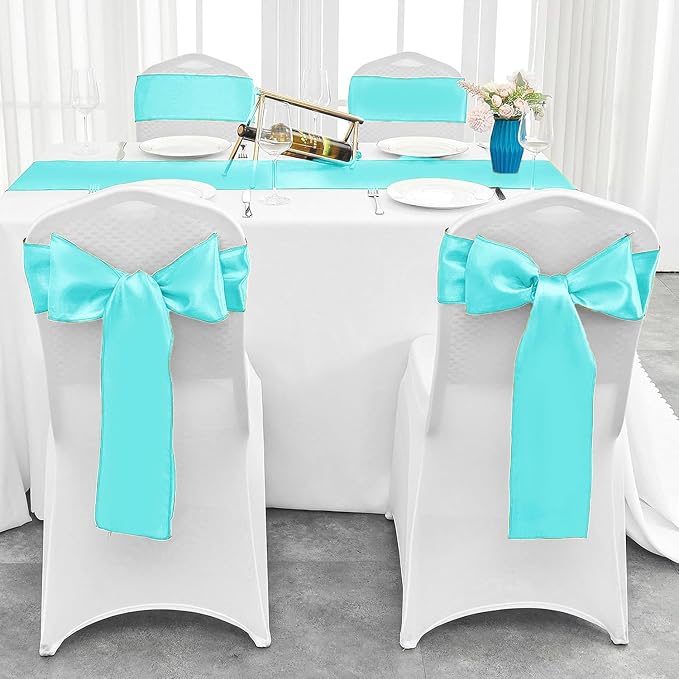 4-Pack Turquoise Satin Table Runner 12 x 108 Inch Long Bright and Smooth Silk - Image 7