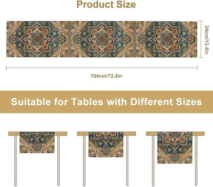 Boho Bohemia Style Table Runner, Country Rustic Farmhouse Vintahe Colorful - Image 8