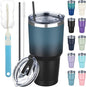 30 oz Tumbler with Lids and Straws, Stainless Steel Insulated Coffee Tumbler by GUDEMAO