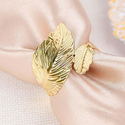 Efavormart 4 Pack | Metallic Gold Ornate Leaf Napkin Rings, Linen Napkin Holders - Image 8
