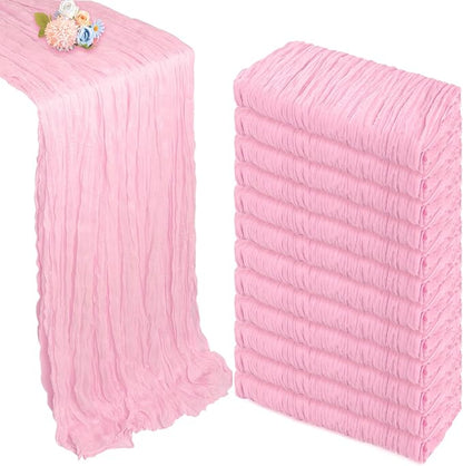 12 Pack Pink Cheesecloth Table Runner 10ft Boho Gauze Fabric Cheese Cloth Table by Pepmily