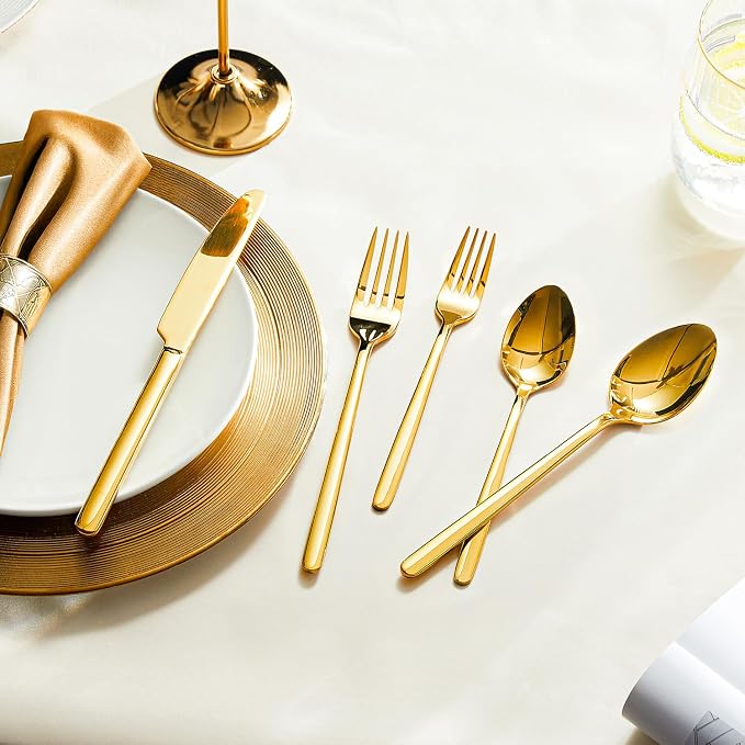 Gold Silverware Set, 20 Piece Flatware Cutlery Set - Image 4