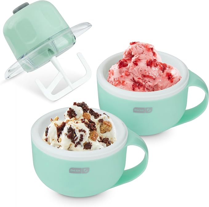 Dash My Mug Ice Cream Maker Bundle, 2 Half-Pint Freezer Mugs, Aqua | Electric by Dash