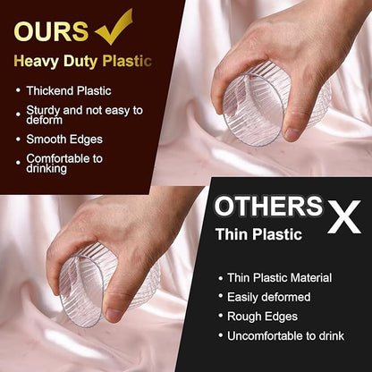 20 Pack Plastic Ribbed Wine Glasses, 14Oz Origami Disposable Wine Glasses Unbreakable Clear Plastic Cocktail Glasses Recyclable Shatterproof Reusable Wine Cups