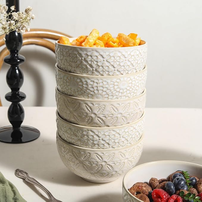 26 Oz Cereal Bowls Set of 4, 6 inch Ceramic Soup Bowl - Image 8