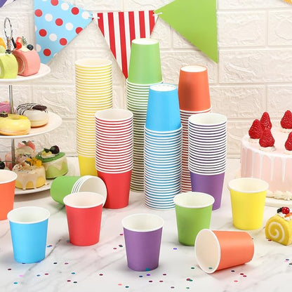 Mimorou 300 Pack 8 oz Disposable Paper Cups, 6 Colors Double PE Coated Coffee - Image 2