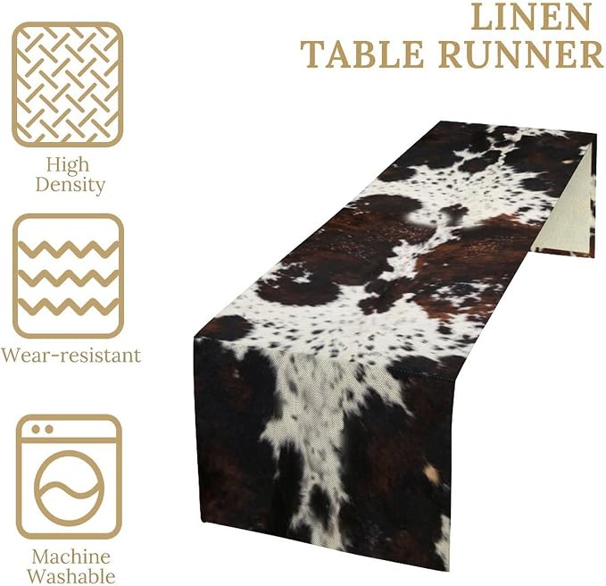 Cow Animal Skin Print Table Runner, Rustic Cottage Country Farm Animal Fur Skin - Image 4