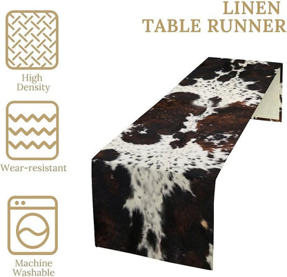 Cow Animal Skin Print Table Runner, Rustic Cottage Country Farm Animal Fur Skin - Image 4