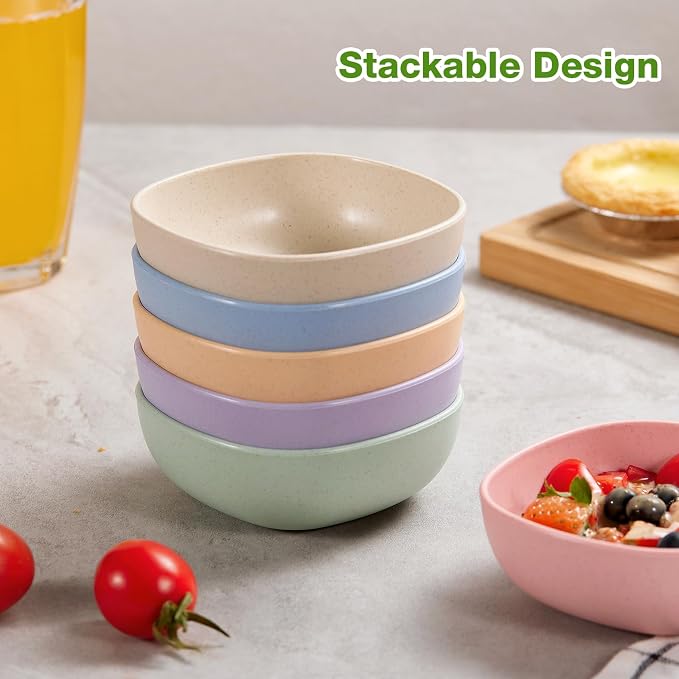 Hlukana 6 Pack Wheat Straw Soy Sauce Dishes, 4.5 OZ Small Dessert Bowls - Image 5