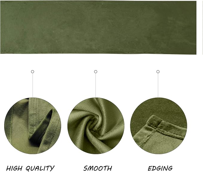 BALCONY & FALCON Table Runner Velvet Olive 14"x51" | Elegant, Fall Decor - Image 2