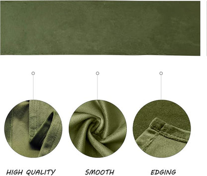 BALCONY & FALCON Table Runner Velvet Olive 14"x51" | Elegant, Fall Decor - Image 2