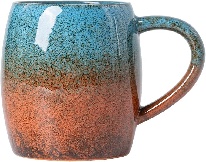 Handmade 22oz Ceramic Coffee Mug, Ergonomic Large Handle, Ideal Gift by XIYUANJI