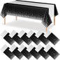 12Pcs Black Silver Tablecloth Party Decorations, Plastic Black Table Cloth by MASHAN
