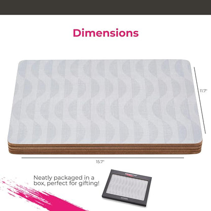 Pimpernel Eclipse Storm Grey Placemats, Set of 4 – (15.7" x 11.7") Elegant, 5mm Cork-Backed Dining Mats with Heat & Stain Resistant Lacquer Finish, Durable Protective Table Accessories