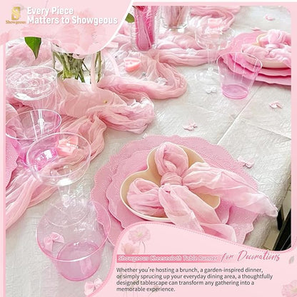 Showgeous 18 Pack Light Pink Cheesecloth Table Runner, 17 x 108 Inches | Boho - Image 8
