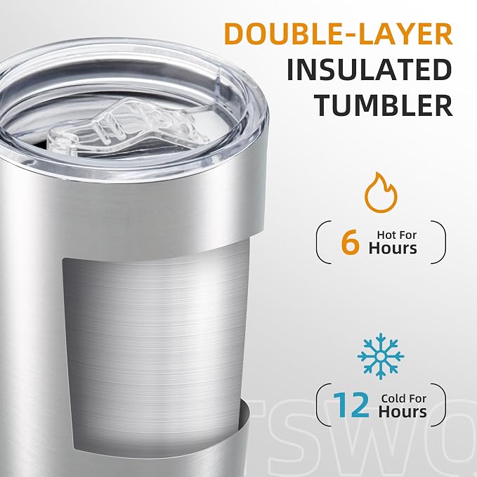 20oz Tumbler Bulk with Lid Stainless Steel Tumblers, 12 Pack | Leak Proof Lid - Image 2