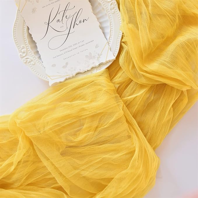 Yellow Cheesecloth Table Runner Cheese Cloth Wedding Birthday Party Decor | - Image 2
