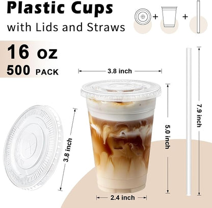 Lamosi 500 Pack 16 oz Clear Plastic Cups - Image 2