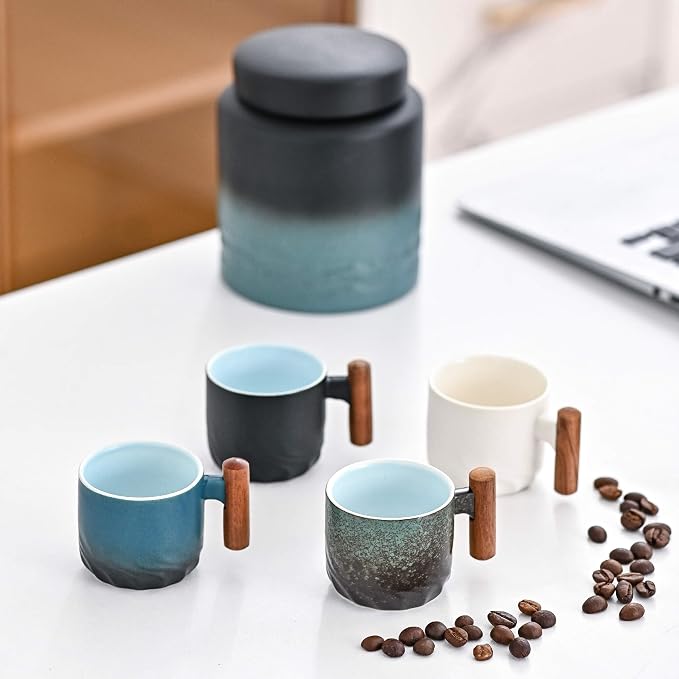Zurucily Porcelain Espresso Cups Set of 2, Small Tea Cups, 2 oz Ceramic - Image 2
