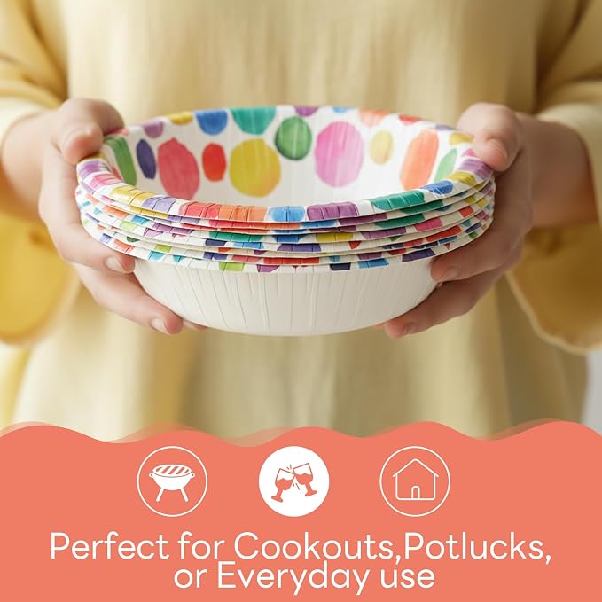 30 Count 8oz Paper Bowls, Disposable Bowls Microwaveable, Soak Proof and Cut - Image 5