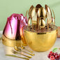 24pcs Stainless Steel Flatware Set, Rose Shape Cutlery Set, Mirror Polished by Unknown