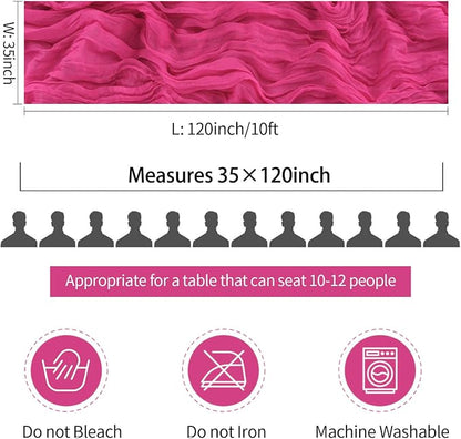 3 Pack Hot Pink Cheesecloth Table Runner 35x120inch, Semi Sheer Fuschia Cheese - Image 6