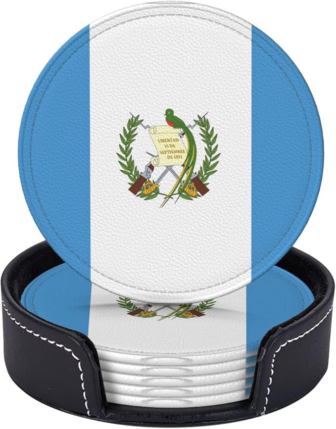 6 Pack Guatemala Flag Leather Coaster by GTEVUTS