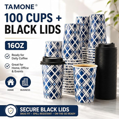 Tamone 100 PACK 16OZ Disposable Coffee Cups - Image 4